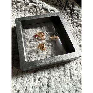 Hello Kitty Crystal Stud Nose ring Set Gold Tone Pink Heart Crown 3 piece